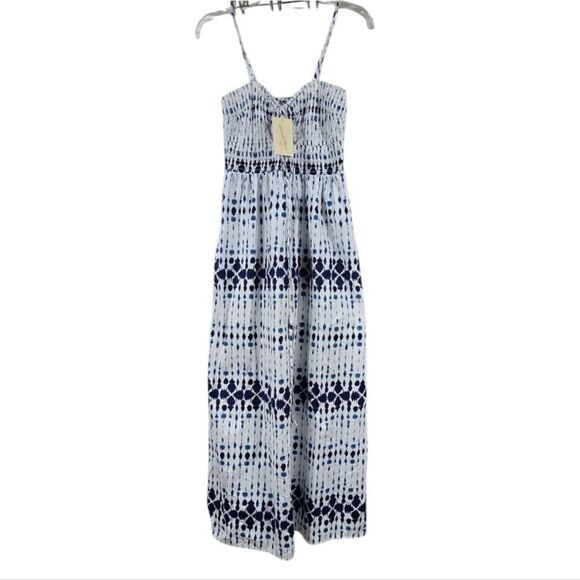 Smocked Cut-Out Blue Tie-Dye Maxi Dress Sleeveless Sundress NWT Universal Thread - Picture 13 of 13